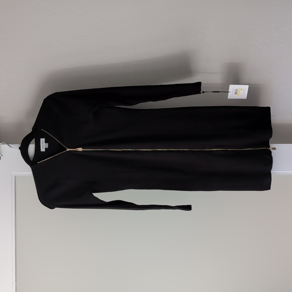 NWT Calvin Klein Black Long Sleeve Rib Dress Size M